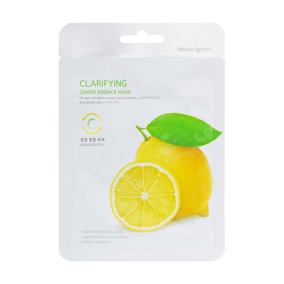 Очищувальна тканинна маска для обличчя BeauuGreen Clarifying Lemon Essence Mask з екстрактом лимона, 23 г